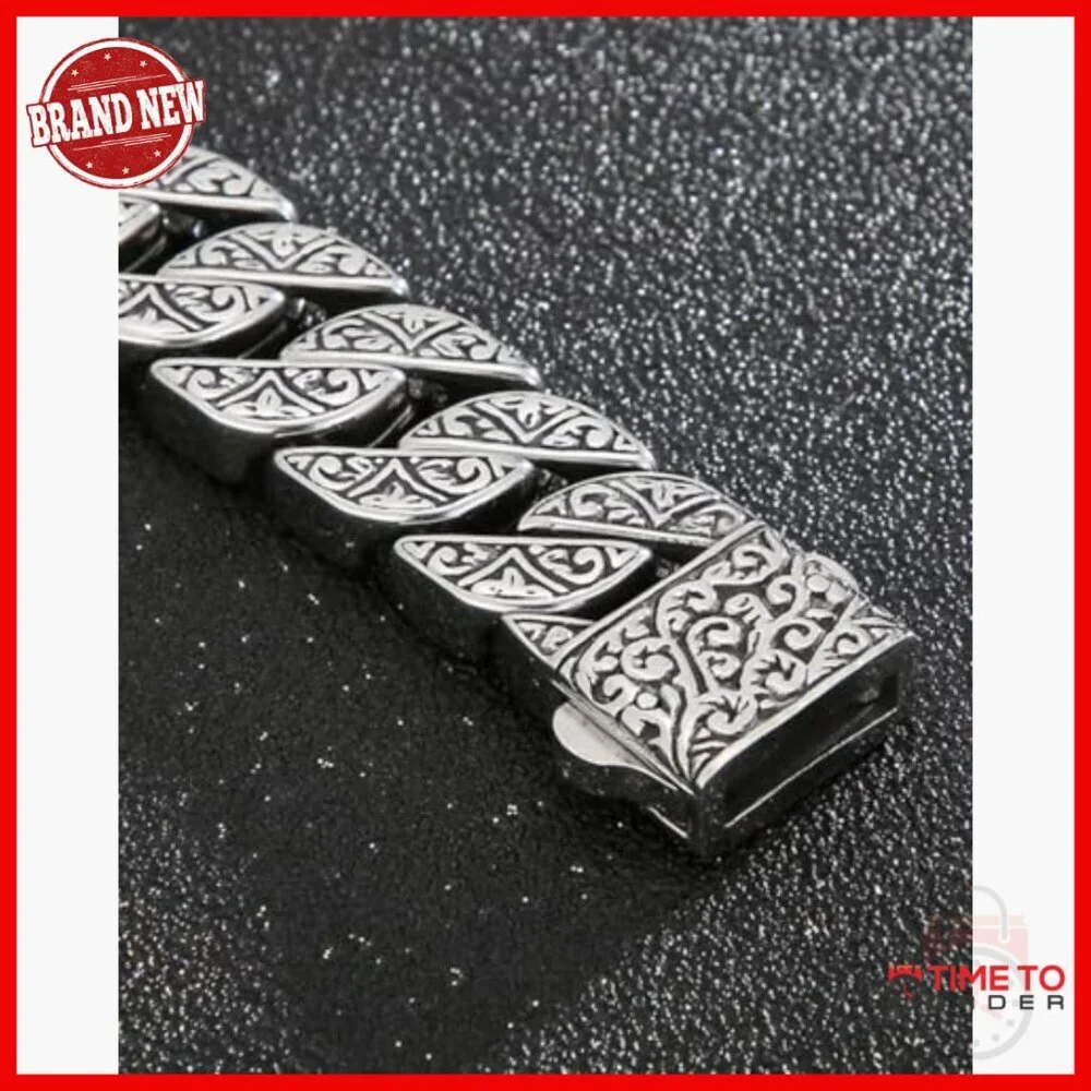 Chunky Sterling Silver Bracelet, Vintage Style, 8.6 Inches, Men's Luxury Gift